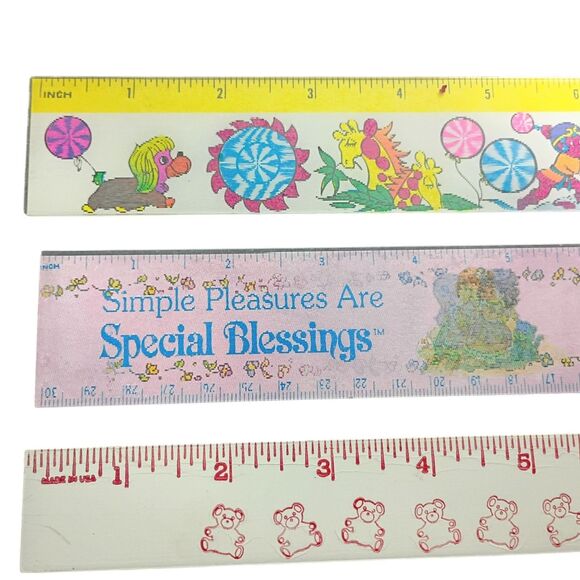 Vtg Lot of 4 80s/90s Rulers Lenticular Magic Motion Nostalgic Childrens Rulers - Picture 2 of 7